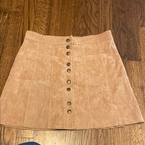 Tan Button-Front Skirt